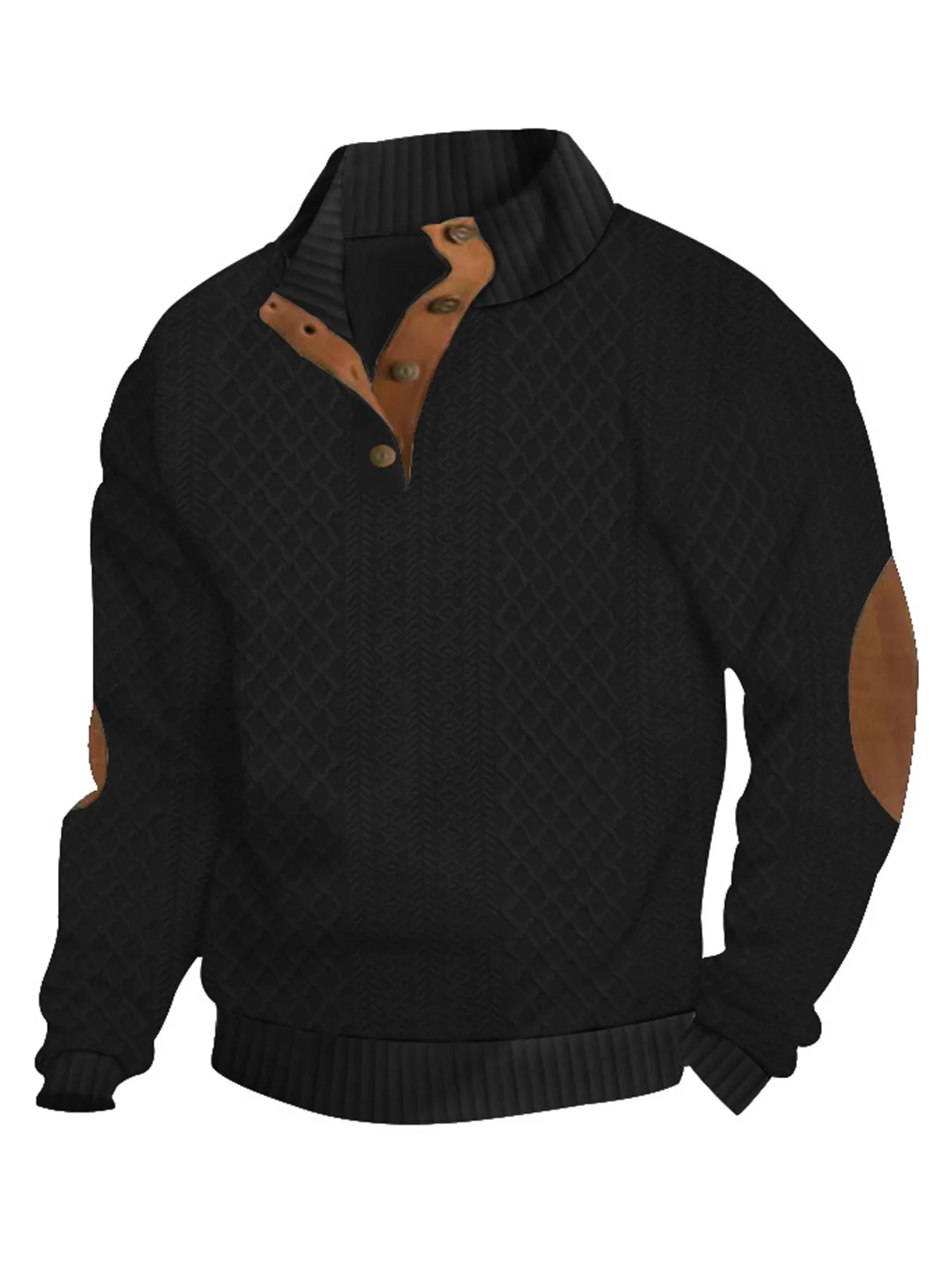 

Men's Stand Collar Colorblock Sweater, Casual Fall Winter Outdoor Textile Patchwork Sweatshirt for Home Leisure Sports