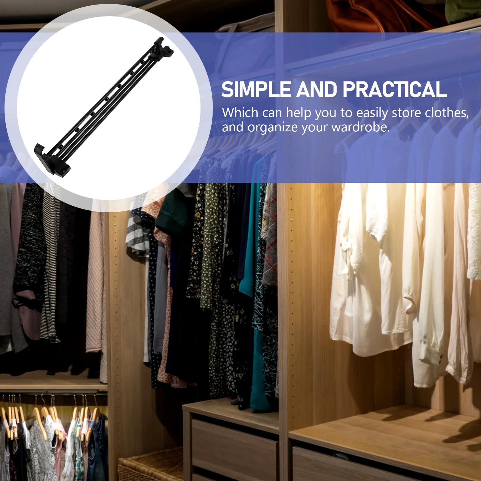 

1 set Clothes Hanging Rod Closet Telescopic ABS Rail Heavy Duty Retractable Storage ganizer Hardware Closet Accessory Wardrobe