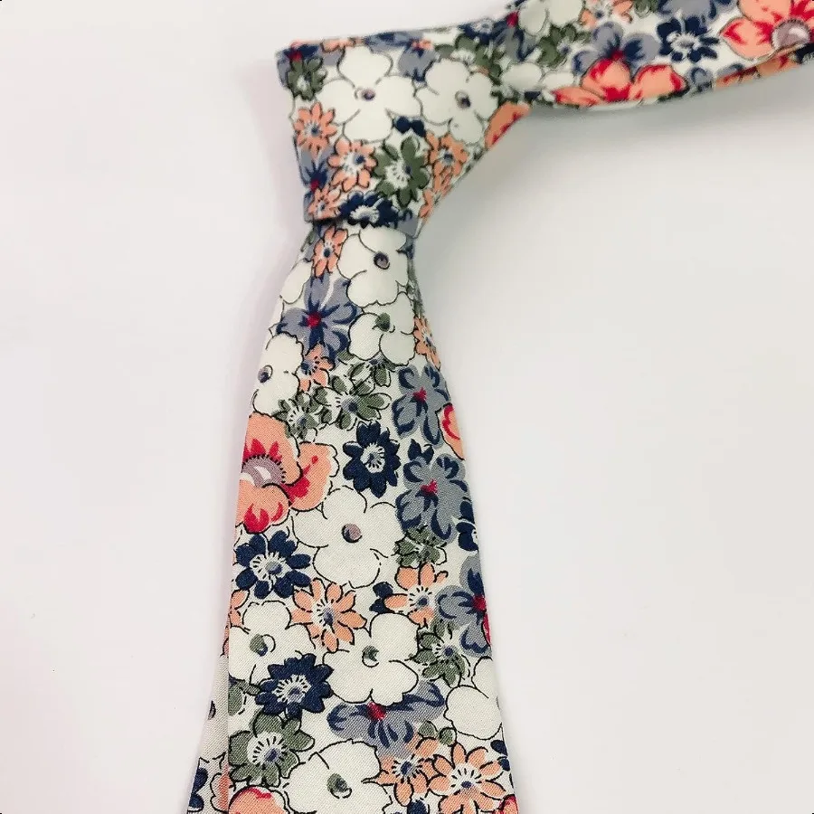 Mantieqingway Men's Cotton Floral Neck Tie 2.56'' เน็คไทสกินนี่พิมพ์ลาย
