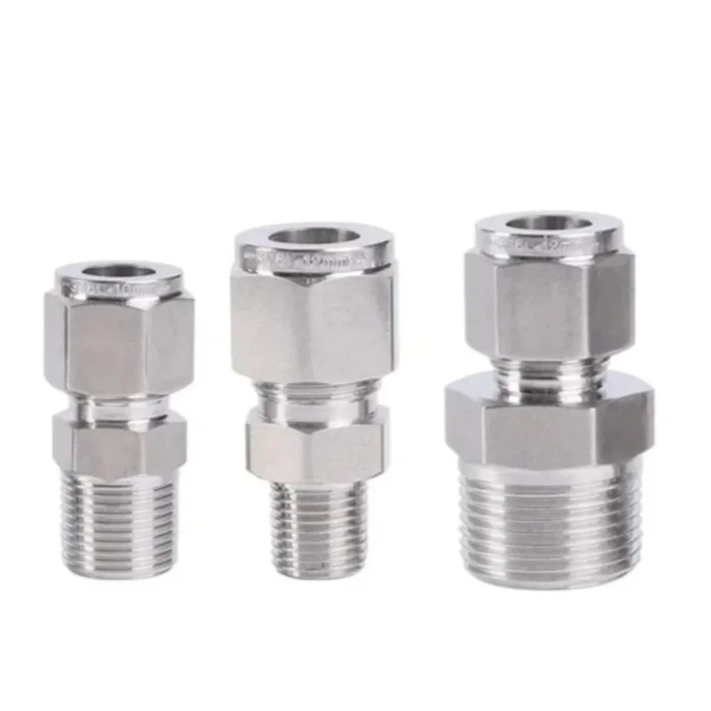 

1l8" 1/4" 3/8" 1/2" 3/4" 1" NPT Male 1/8"-1" Inch 2 3 4 5 6 8 -25mm Tube Compression Union 316L Stainless Pipe Fitting Connector