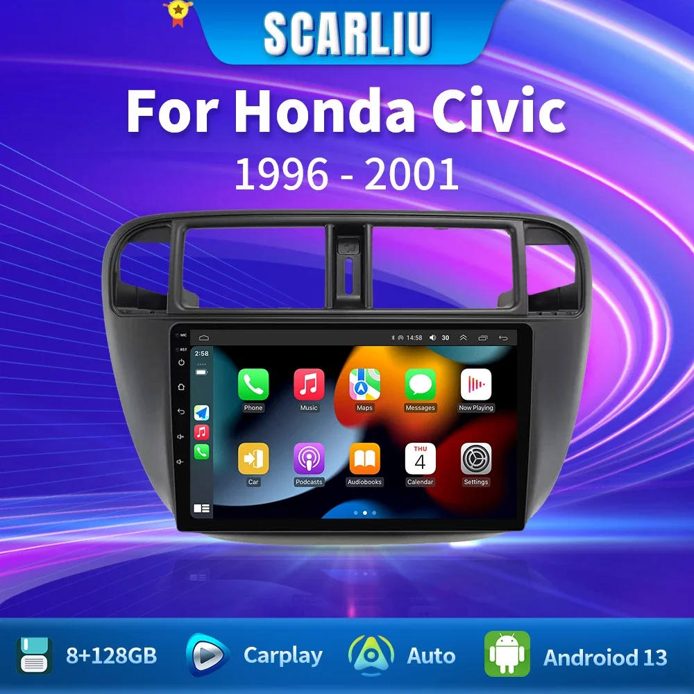 

For Honda Civic EJ EK EM 1995-2001 Navigation GPS Wireless Android Auto HDR Stereo Bluetooth Carplay 5G Wifi No 2din Car Radio