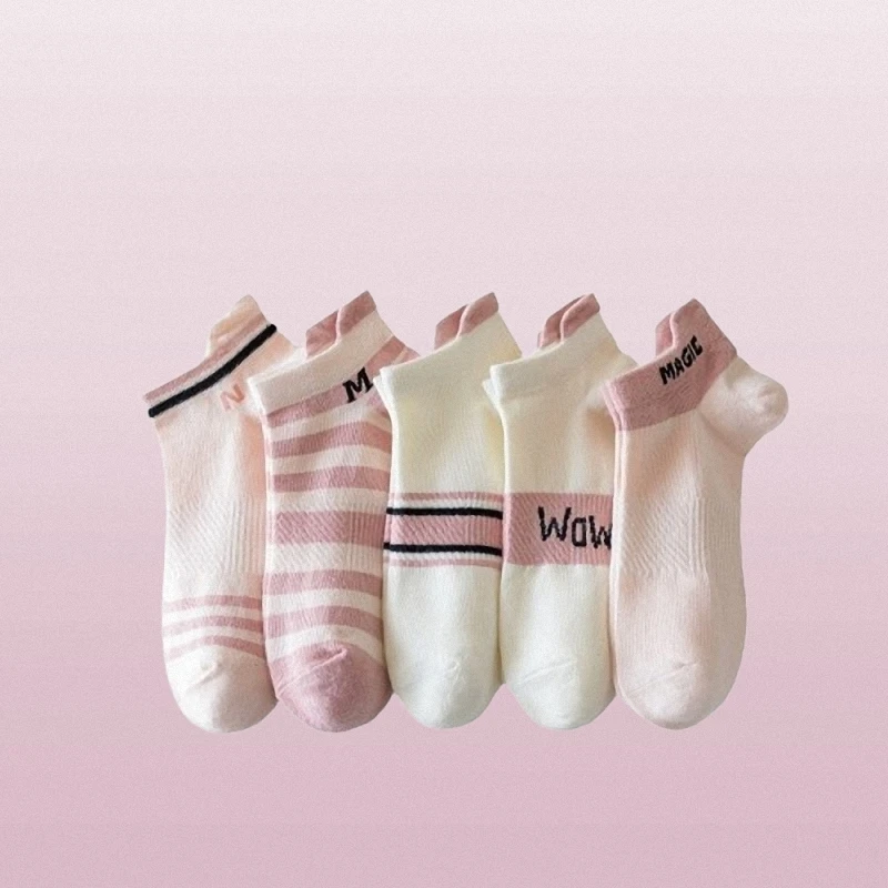 5/10 Pairs Summer Thin Waisted Non-slip Shallow Mouth No-drop Heel Boat Socks Cute Sports Short-tube Cotton Casual Socks