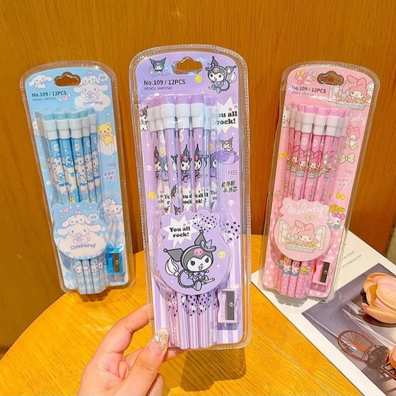 Sanrio Kuromi Cinnamoroll Cute HB Pencil Kawaii Cartoon My Melody Periphery Stationery Lovely Tabletop Decoration Holiday Gifts