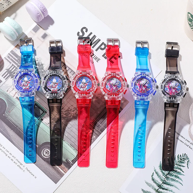 Reloj con patrón de dibujos animados para niños y niñas, cronógrafo con correa de silicona, informal, luminoso, regalo