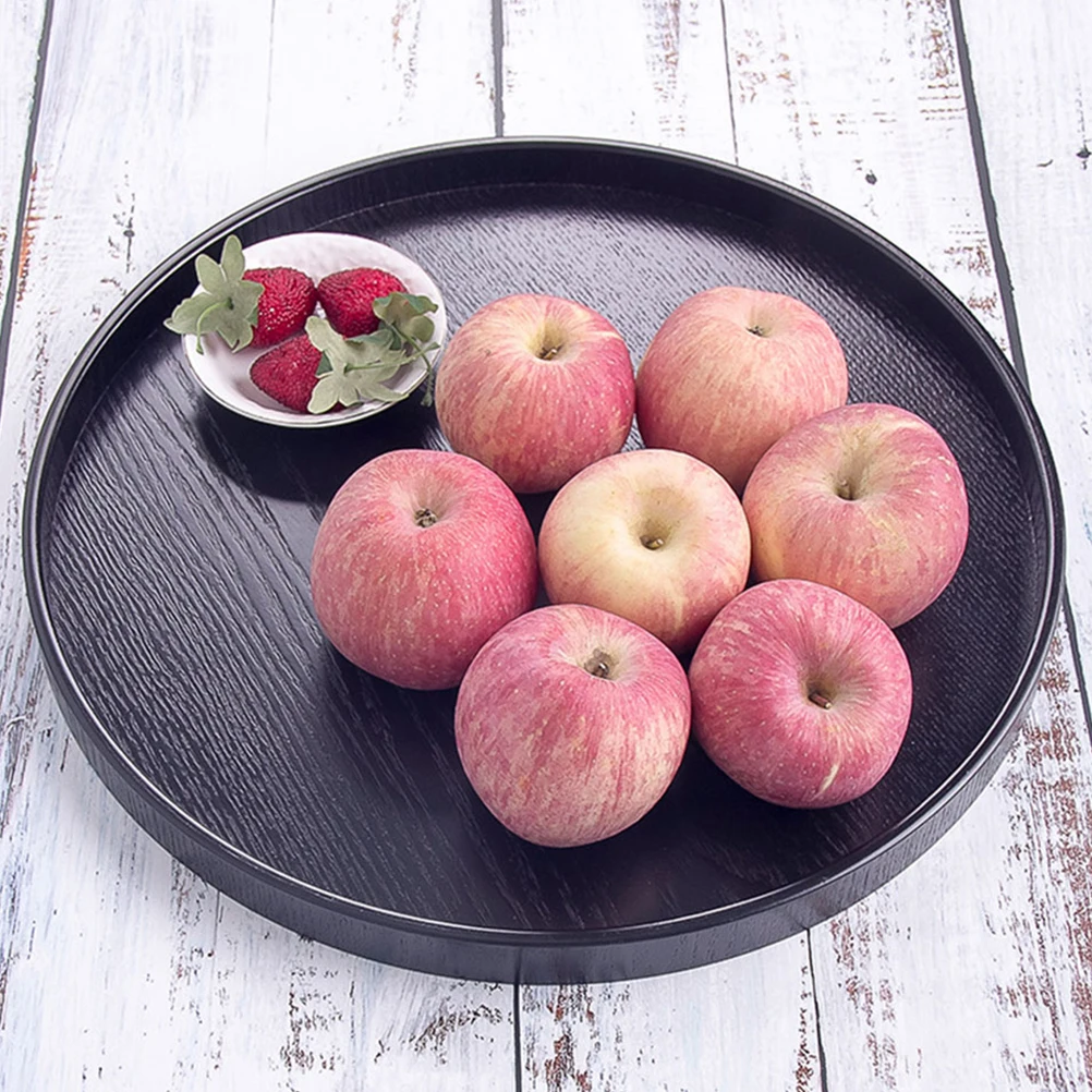 

Solid Wood Pallet Kitchen Counter Tray Classic Circle Serving Breakfast Trays Decorative Wooden Household