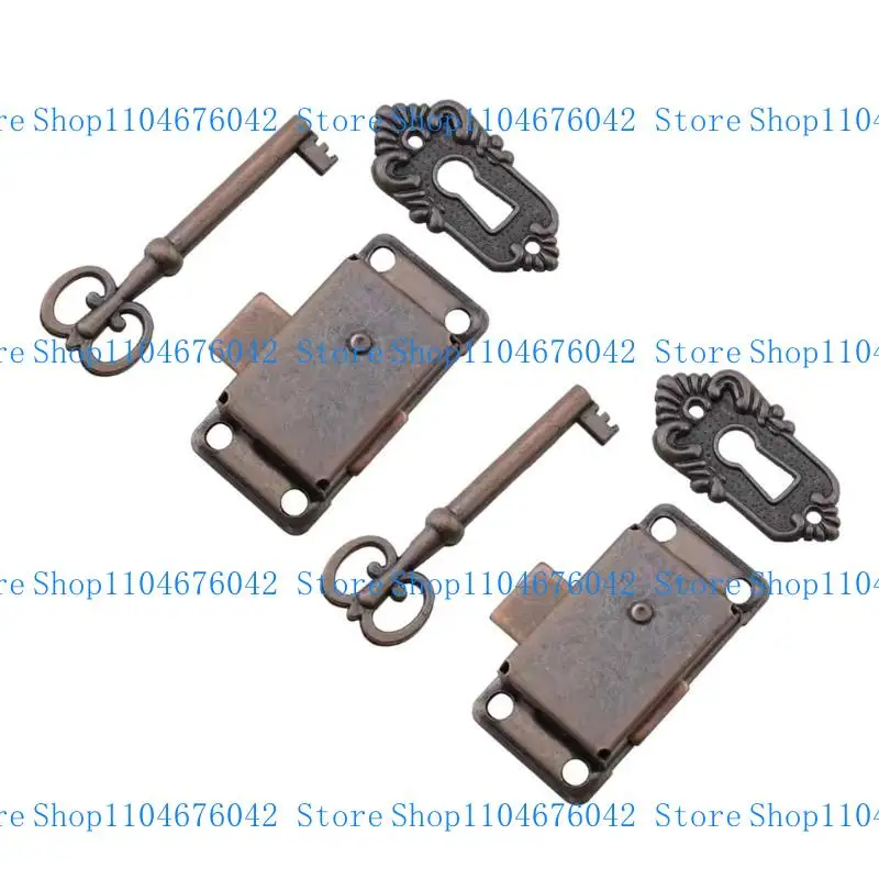 5ASD 2PCS قفل خزانة الأنيقة الأنيقة مع مفتاح سبيكة زنك صغيرة ملحق محمول للمكاتب والخزانات القديمة