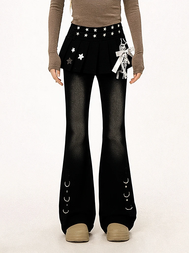 

Джинсы женские Slim Fit с высокой талией и микро-клешем, осенняя коллекция, сексуальный дизайн, длинные брюки с декоративным узлом