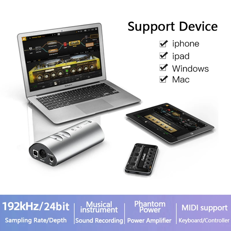 Meloaudio TS Mini USB Audio Interface Portable Sound Card Microphone Recording for iPad iPhone Android Device Mac PC Sound Card