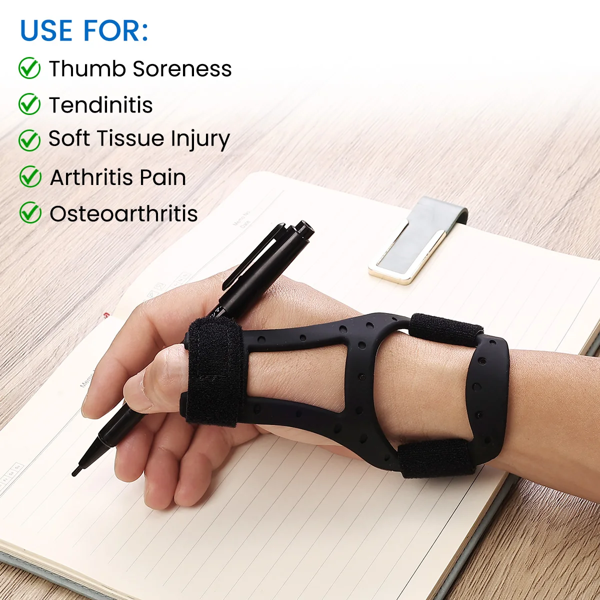 VELPEAU Silicone Thumb Brace for Tendonitis, Arthritis Pain Relif and Trigger Finger Waterproof Thumb Splint Fits Both Hands