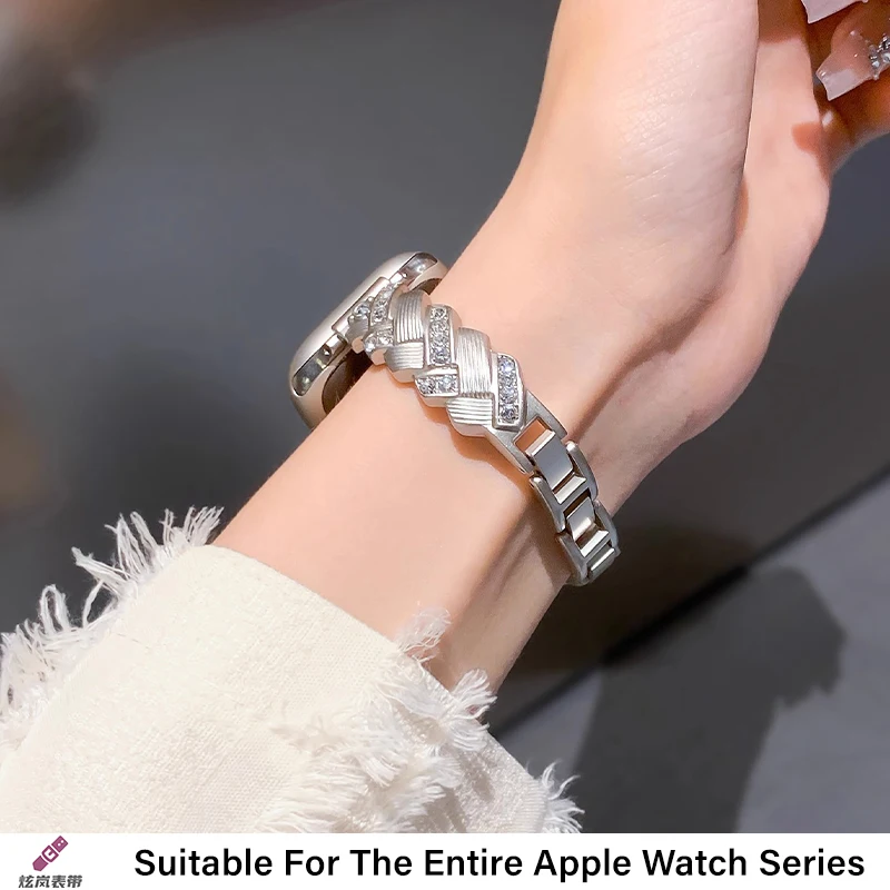 Bracciale da donna per Apple Watch cinturino in metallo con cinturino in diamanti per iWatch serie 10 9 8 7 SE Ultra 49mm 42mm 46mm 41mm 38mm 40mm 45mm