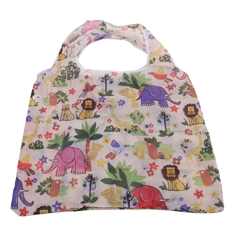 New Printing Foldable Recycle Shopping Bag Eco-Friendly Reusable Shopping Tote Bag Cartoon Floral Fruit Large Vegetable Grocery