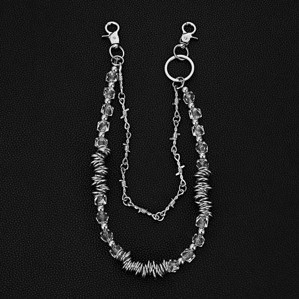 موضة السراويل المعدنية محفظة سلسلة الهيب هوب Y2K بنطلون سلسلة الشرير Harajuku متعدد الطبقات سلسلة المفاتيح للنساء رجل