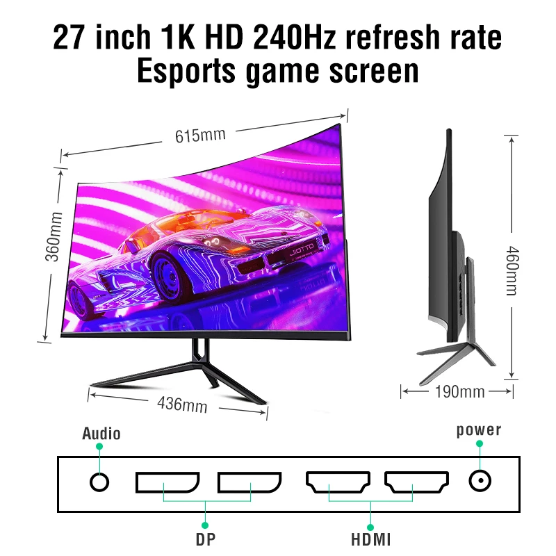 Imagem -06 - Anmite-monitor Curvo para Jogos Hdmi Pchdmi Ecrã Ultra-roubo Hdr Usb-c Fhd 1920x1080 27 Fhd 240hz