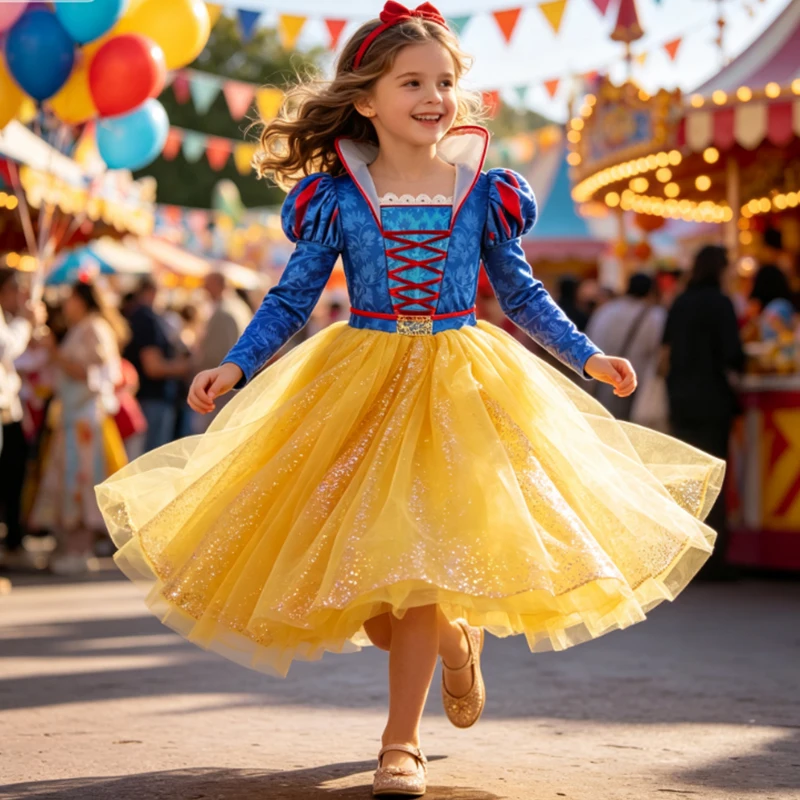 Mädchen Halloween Kostüm Neue Film Schnee Prinzessin Weißes Kleid Kinder Halloween Prinzessin Cosplay Kostüm Karneval Party Ballkleid