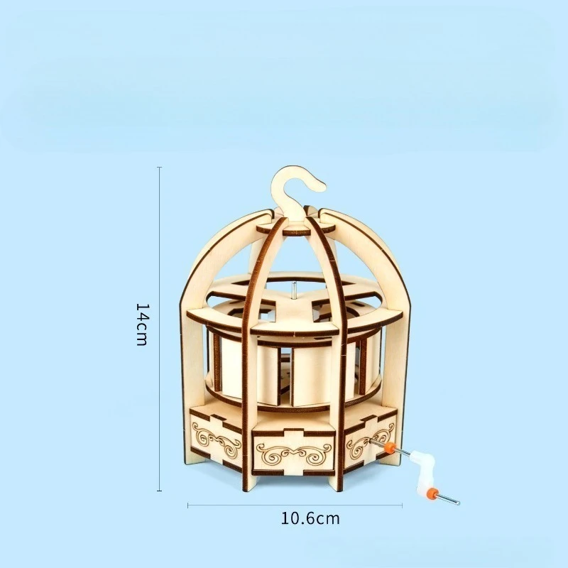 Bird In Cage DIY Science Kit Hand Crank Persistence Of Vision Model Optics Experiment Hand Assembly Educational STEM Craft Toy