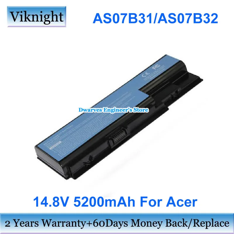 New 5200mAh 14.8V Replacement Laptop Battery AS07B41 AS07B51 For Aspire 5520 5310 5710 5920 6920 7520 7736 8920 Extensa 7630G