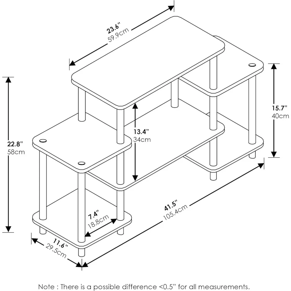 حامل تلفزيون Furinno Easy Assembly Entertainment، بني داكن وأسود