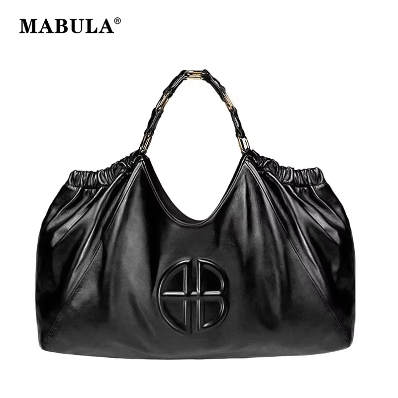 MABULA Women's Fashion PU Leather Tote Handbag Brand Luxury Design Large Capacity Shopping Purse Ladies Shoulder Commuter Pouch