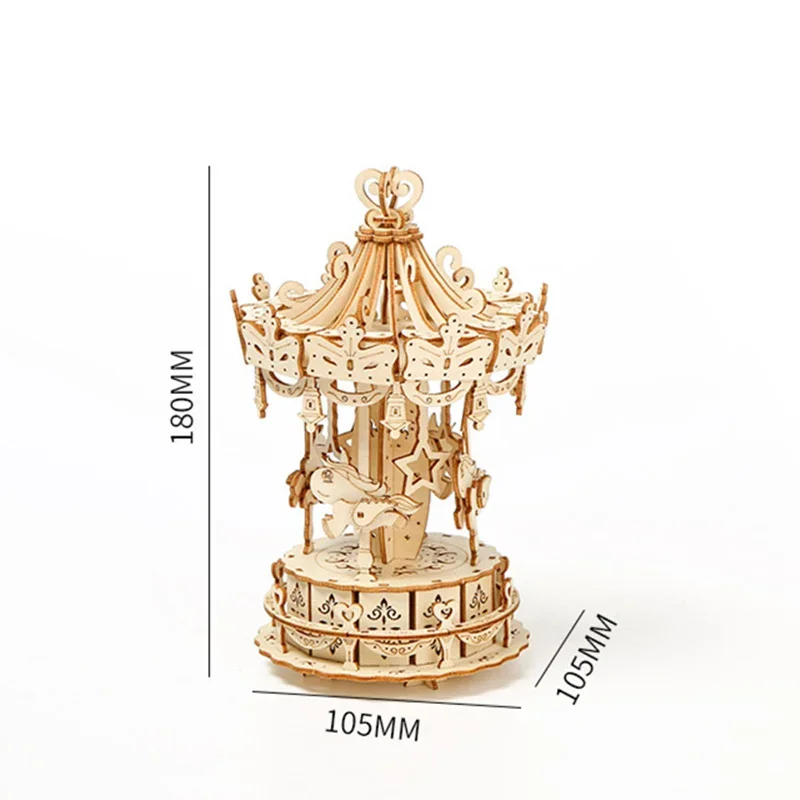 Rompecabezas de madera 3D DIY, kits de modelos de carrusel romántico, engranajes mecánicos, modelos ensamblados, rompecabezas de juguete para niños, regalos