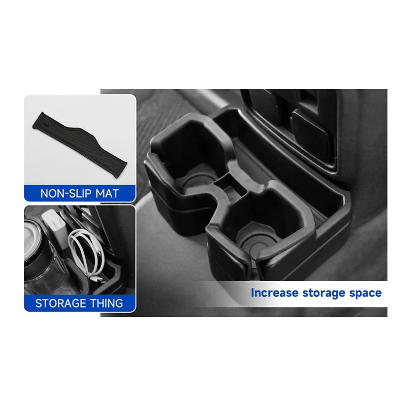 

AS-Rear Dual Cup Holder Compatible For Ford Bronco Parts Accessories 2021 2022 2023, Expander Removable