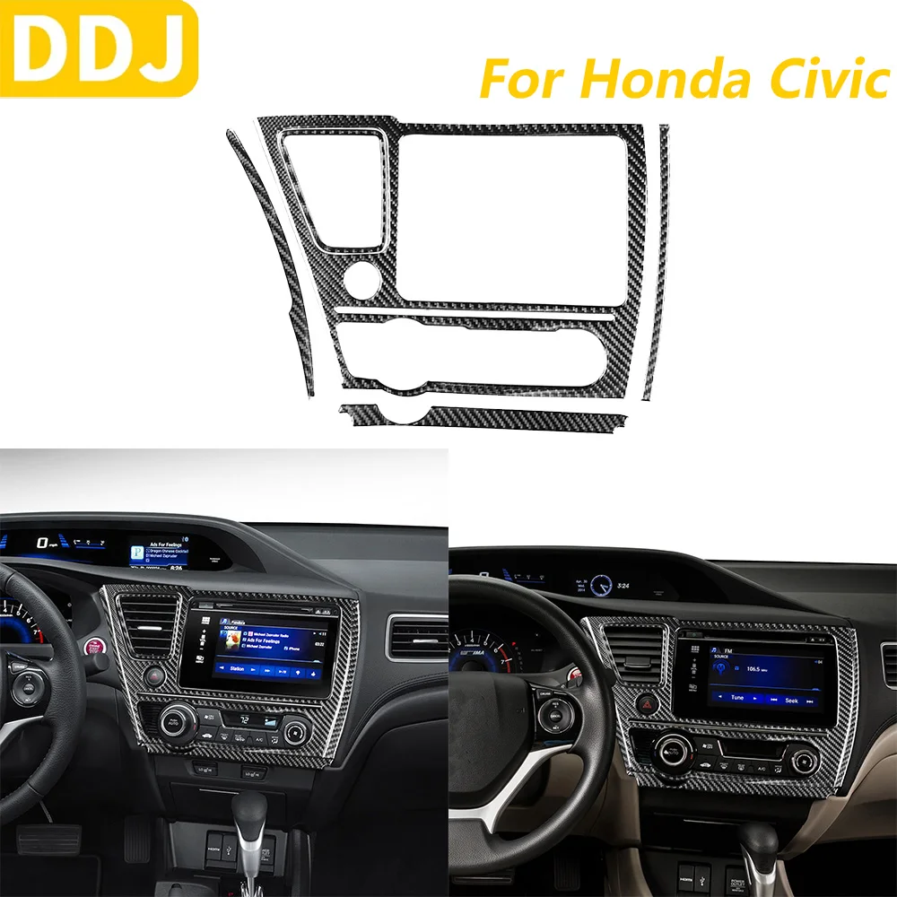 

For Honda Civic 9th Coupe/Sedan 2013-2015 Carbon Fiber Center Navigation Radio CD AC Air Vent Trim Cover Car Accessories Sticker
