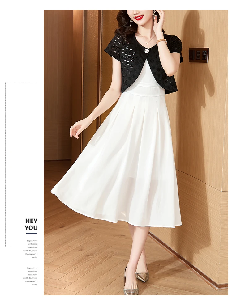 Flower Hollow Out Black White Lace Cropped Jacket Woman Short Sleeve Summer Cover Up Jacket Elegant Cotton Short Bolero Cardigan