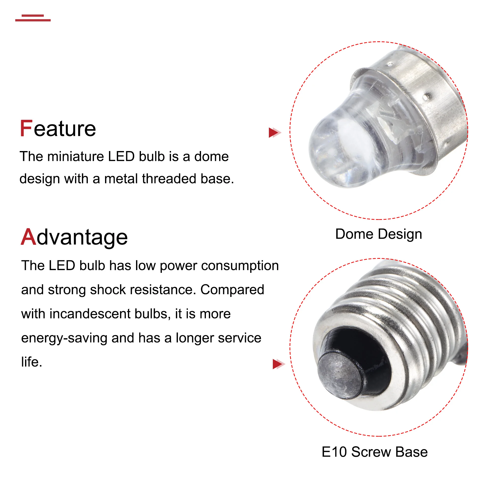 Uxcell 6 pçs e10 parafuso base led lanterna lâmpadas dc 3v luz branca mini lâmpadas com caixa de armazenamento