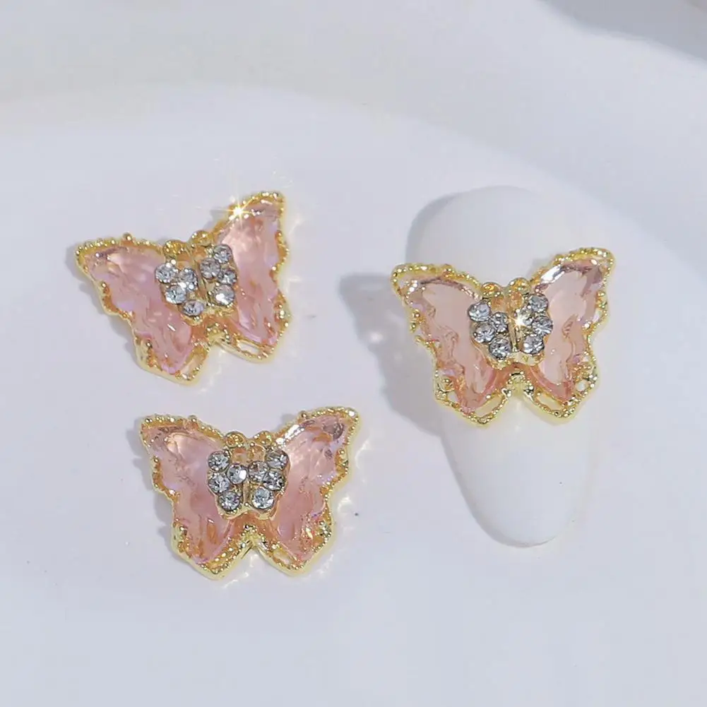 Break-resistant Butterfly Nail Accessory Butterfly Nail Art Decor Eye-catching Double-layer Butterfly Nail Jewelry for Women