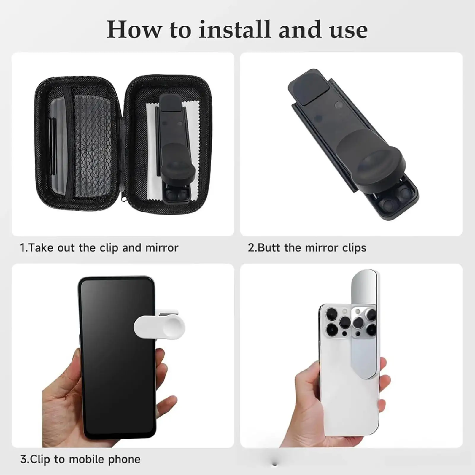 

Adjustable HD Glass Reflecting Mirror Smartphone Camera Mirror Reflective Clip Kit For Photography Video Recording Vlogging