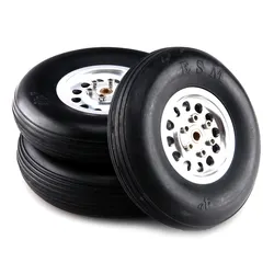 1Pair Rubber Wheel With Aluminum Hub For RC Airplane Model And DIY Robot Tires 1.75