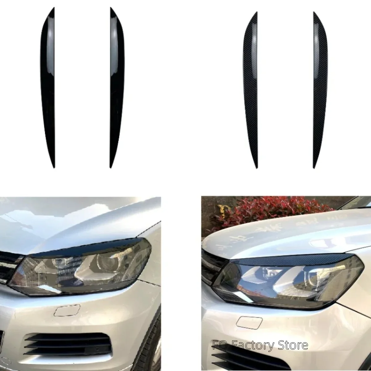 Pair Car Headlight Eyebrow Eyelid Cover Trim Replacement For Volkseagen For VW Touareg 2010-2018