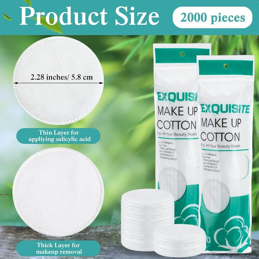 2000枚入り コットンラウンド まとめ買い 角質除去用フェイシャルパッド メイク落としコットン 顔用メイク落とし トナーパッド