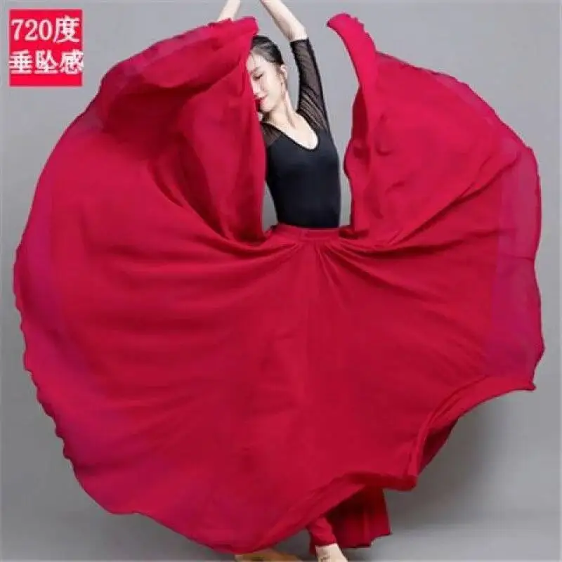 Cos 720 graden grote schommel dubbellaags chiffon vakantie strand rok dansjurk klassieke dansvoorstelling jurk Xinjiang
