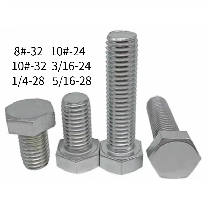 50 Pcs 8#-32 10#-24 10#-32 3/16-24 1/4-28 5/16-28   American Standard External Hex Coarse Thread Screw 304 Stainless Steel