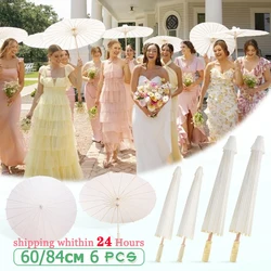 Guarda-chuva De Papel Branco Parasol, Favor De Festa De Casamento, DIY Guarda-chuvas De Bambu, Noiva Chuveiro Centerpieces, Foto Props, 84 cm, 60cm