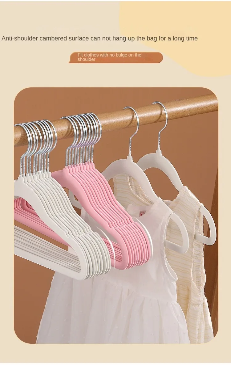 10/20 Stück Kunststoff-Kleiderbügel mit Flockbeschichtung, Kinderkleiderbügel, rutschfeste Kleiderbügel, die die Schultern schützen, kleine Kleiderbügel, die keine Falten verursachen und die Kleidung nicht beschädigen, geeignet für kleine Kleidungsstücke. – Detail 5