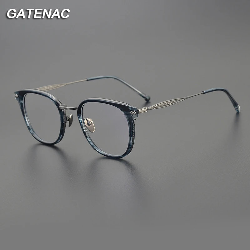 Gatenac Vintage Acetate Titanium Glasses Frame Men Ultra Light Handmade Eyeglasses Frame Women Luxury Brand Designer Eyewear