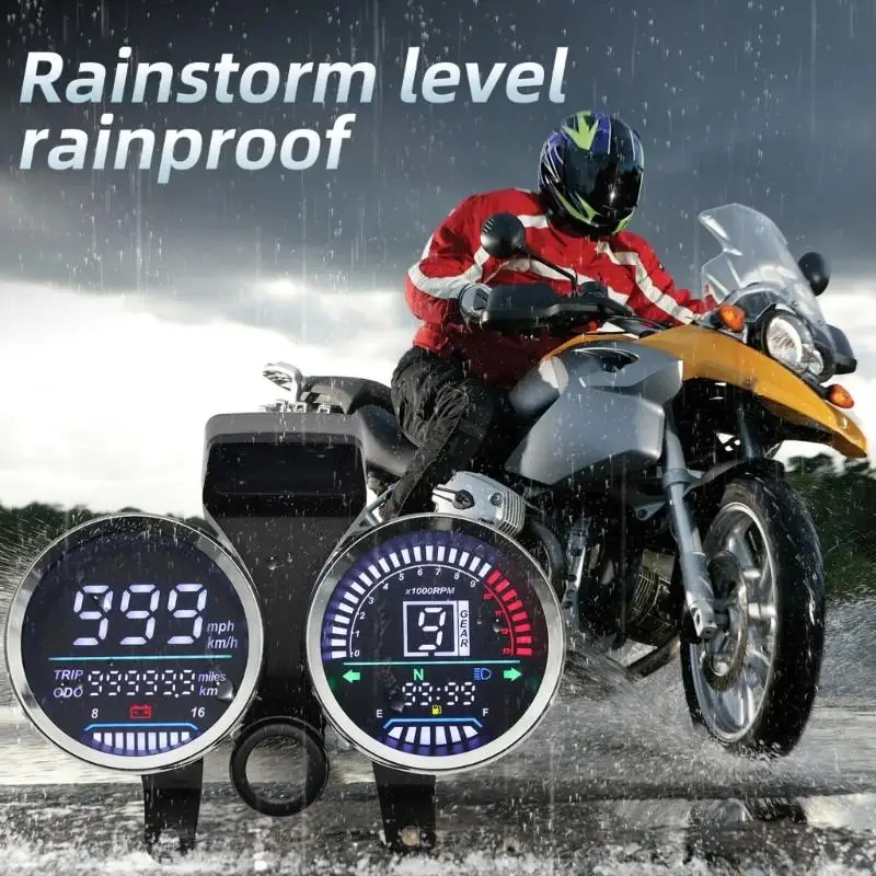 G7NA Wasserdichter Motorrad-Armaturenbrett-Cluster-Kilometerzähler, Geschwindigkeits-Cluster-Drehzahlmesser mit großem für – Detail 2