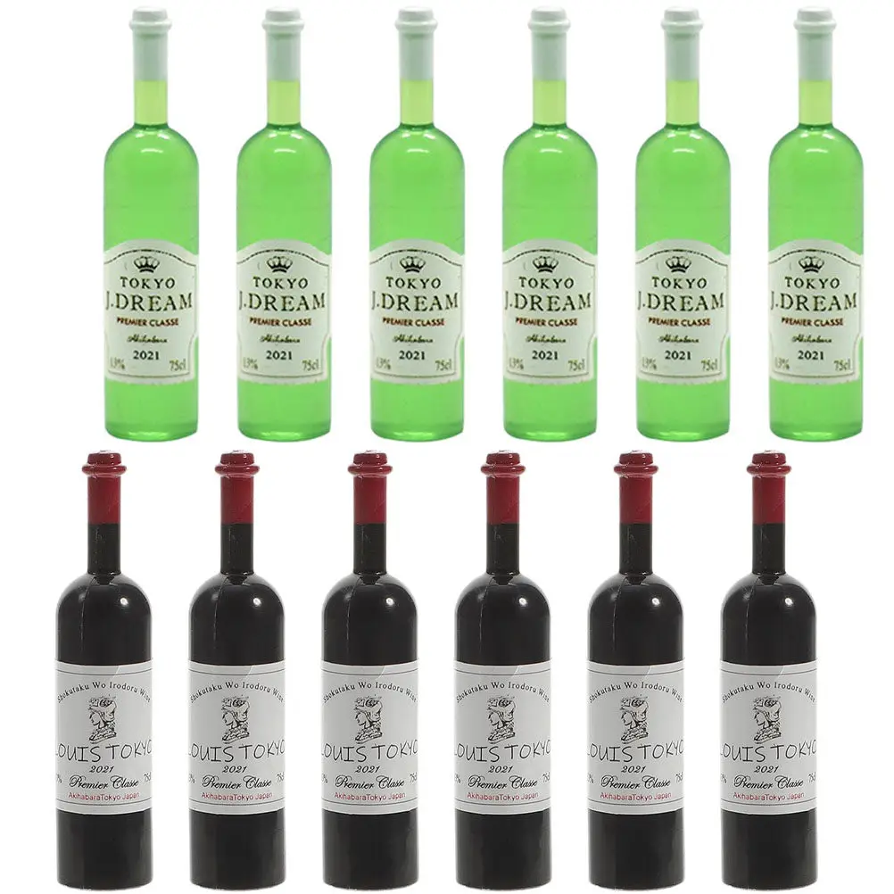 

12Pcs Miniature Red Wine Bottles High Simulation Decorative Props Perfect Mini House Accessories Tiny Bottles Kit Micro