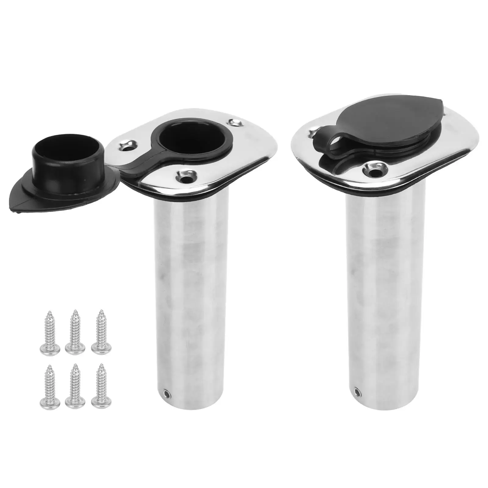 

Boat Fishing Rod Holder UV PVC Liner Flush Mount Antirust Fishing Pole Clamp 90° Flange 316 Stainless Steel for yacht