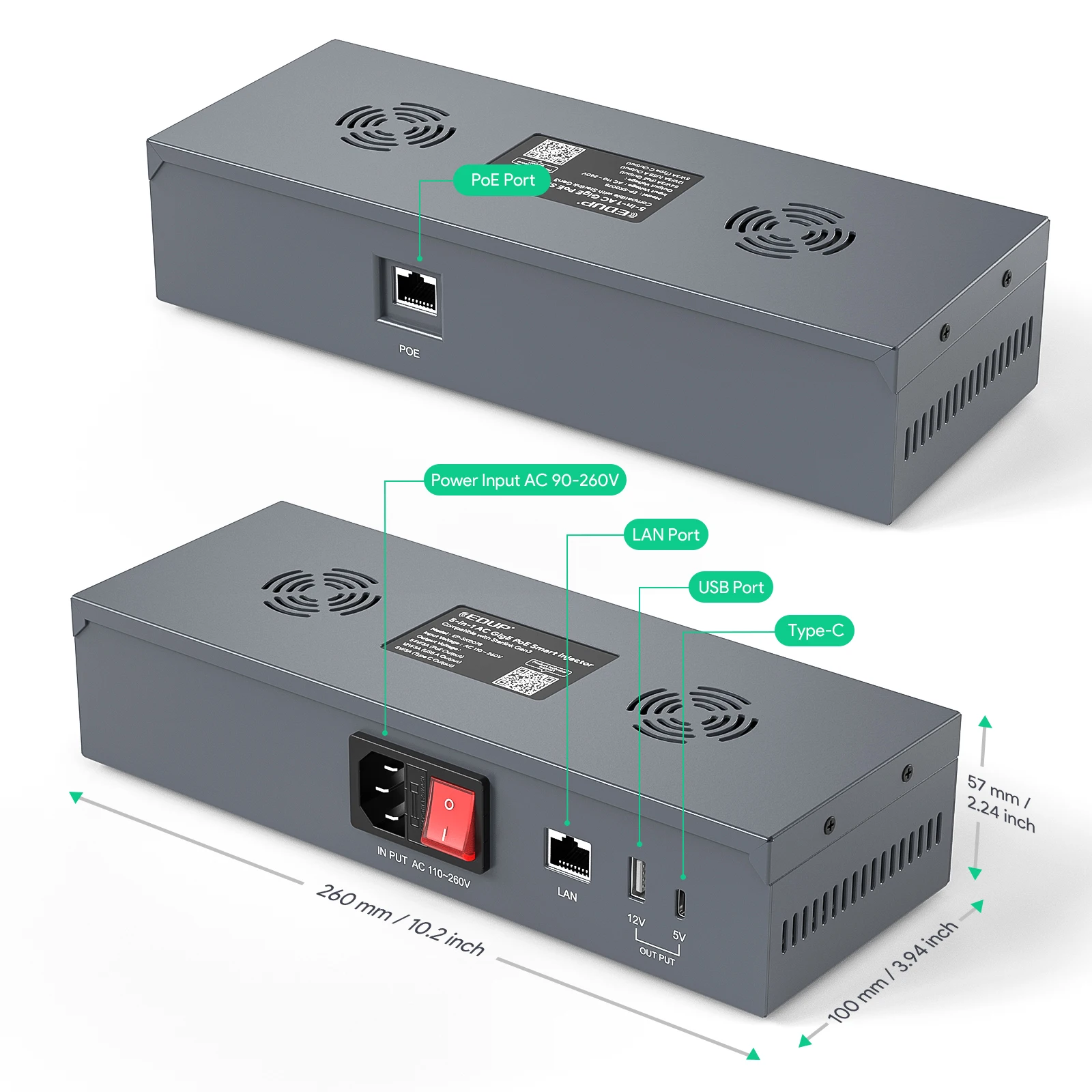 EDUP  SK0078 Starlink V3 5-in-1 PoE Injector 200W Gigabit Ethernet Protection for Gen 3 Compatible with Starlink Standard