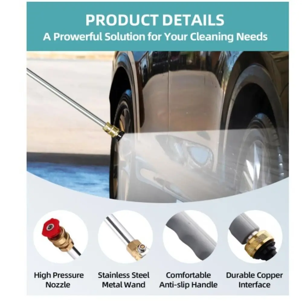 Portable Jet Nozzle Power Washer Quick Connectors High-Pressure Pressure Washer with 3 High-Pressure Nozzles Car Wash Tool