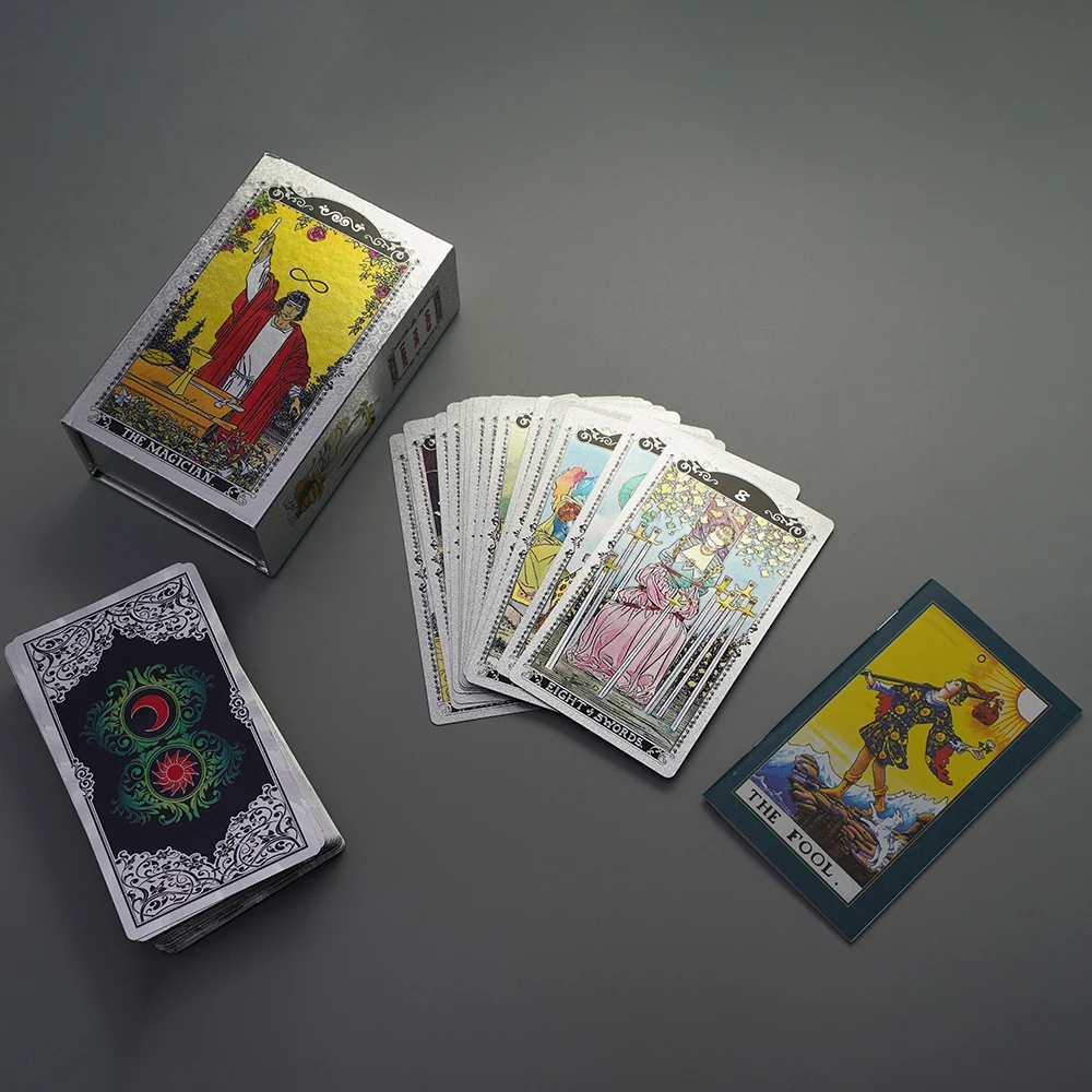 Original Tarot Cards With Guidebook For Beginners Waterproof Pvc Holographic 78 Classic Tarot Deck Set Fortune Telling Game For