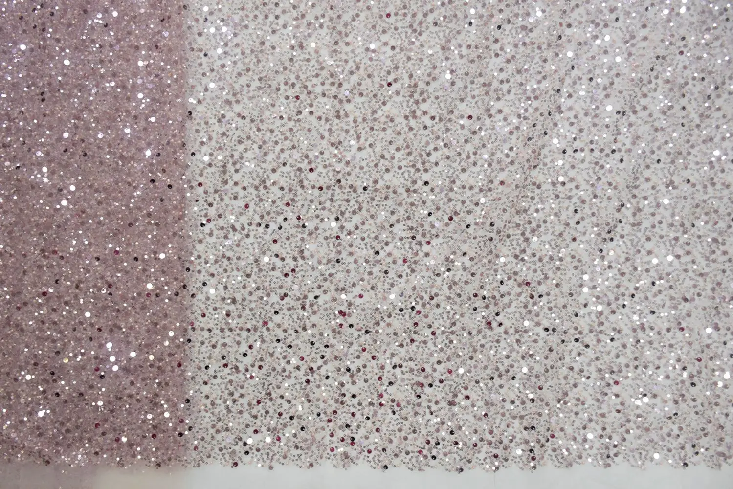 1 Yard Pink Sparkle Tulle Lace Fabric with Shinning Sequined and French Beads for Party DIY Sewing, Wedding Dress Accessories