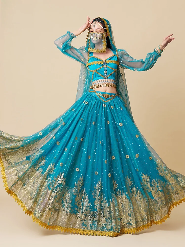 

Exotic Jasmine Princess Cosplay Costume 720 Degree Skirt Belly Dance Performance Wardrobe Ethnic Style Fashionable Women's Cl...