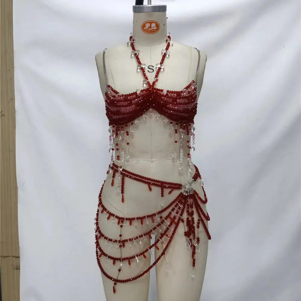 ใหม่ทําด้วยมือลูกปัด Body CHAIN เทศกาลดนตรี Layered Choker ชุดสไตล์โบฮีเมียนสีสัน PARTY อุปกรณ์เสริม