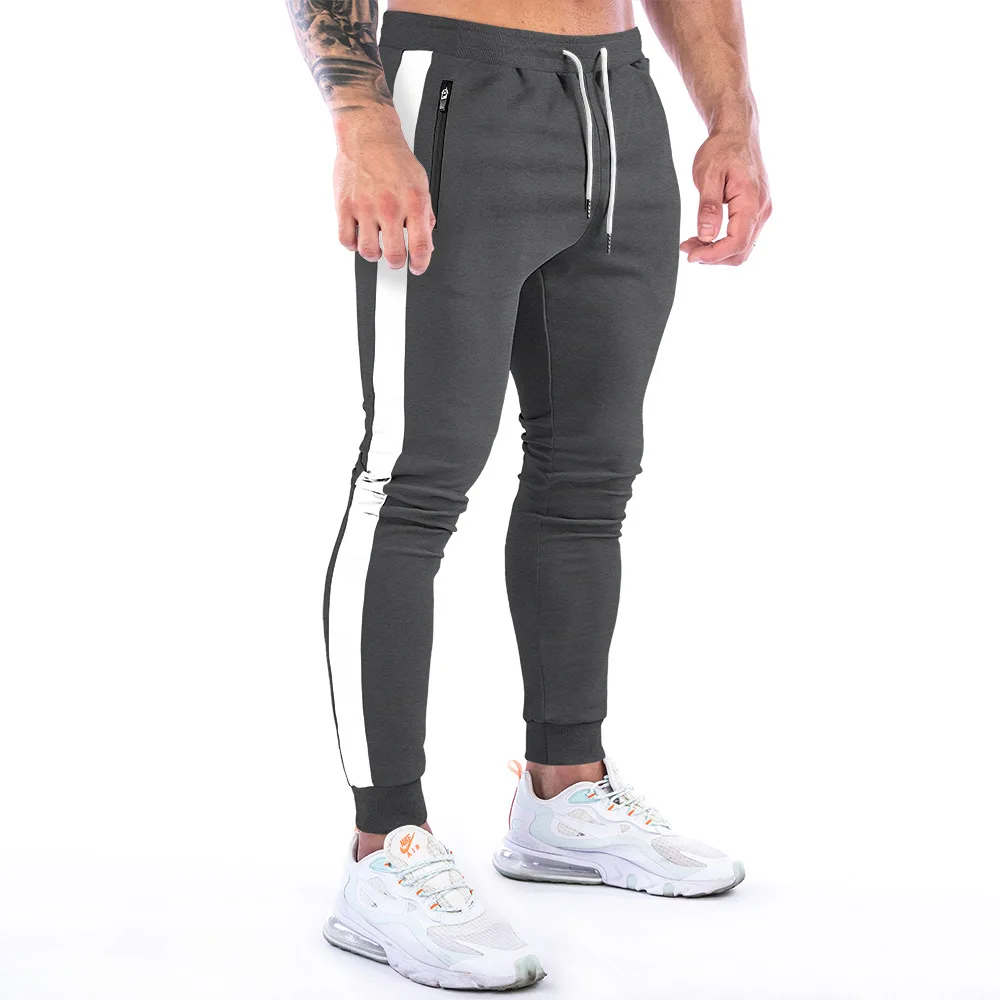 Mens Cotton Pants GYM Joggers SweatPants Streetwear Casual Slim Sport Trousers Training Workout Fitness Zipper Pockets Pant