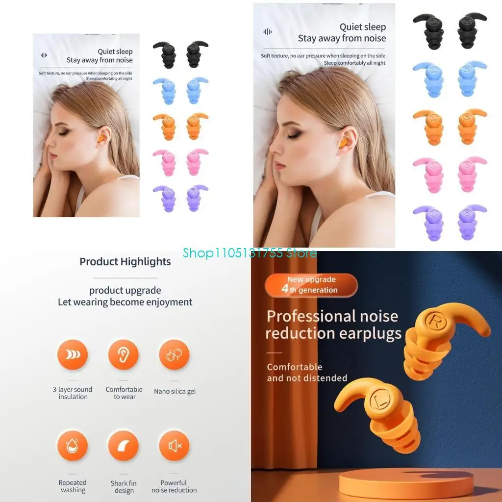 

K0EF Reusable Safe Silicone Earplugs Noise Cancelling Ear Plugs for Sleeping Earplugs
