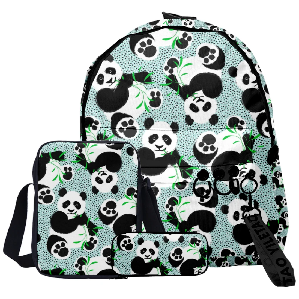 

3Pcs/set Cute Kwaii Panda Backpack 3D School Bag Sets for Teenager Boys Girls Cartoon Kids Schoolbags Children Mochilas