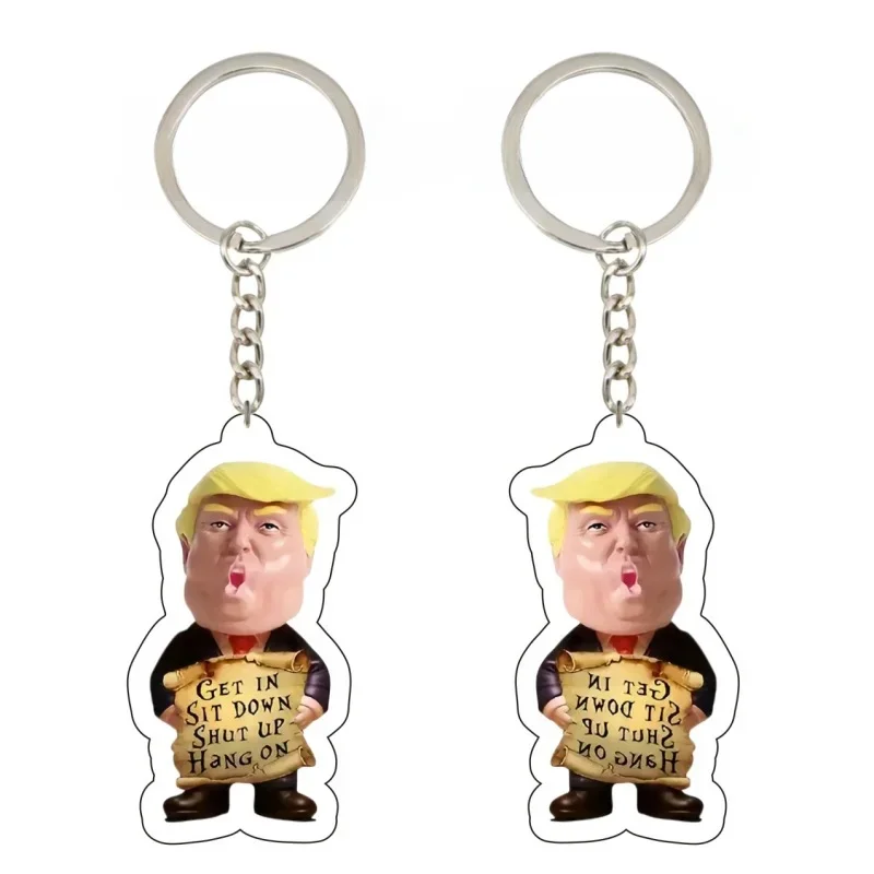 Peripheral Products Funny Acrylic Keychain Trump Acrylic Backpack Pendant Creative Exquisite Crafted Festival Gift for Friend